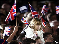 Crowds enjoy the finale of the Trafalgar 200th anniversary celebrations.